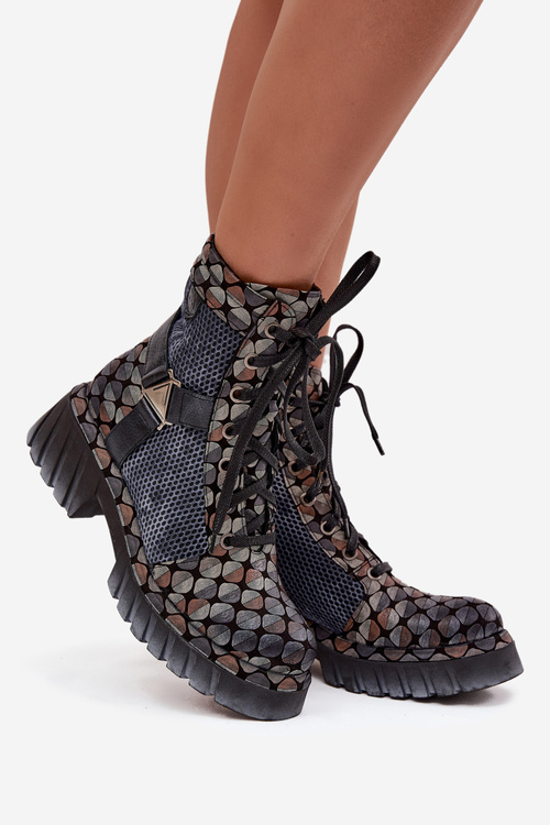 Leather Women's Work Boots Maciejka 07072-03 Multicolor