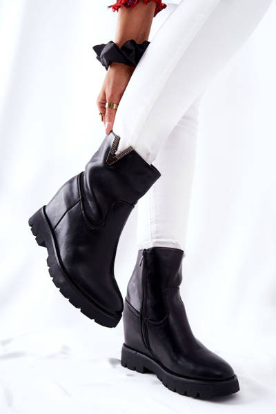 Hidden Heel Booties with Emblem Black Tivera