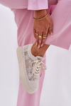 Ladies Perforated Sneakers On Platform Light Beige Aranelith