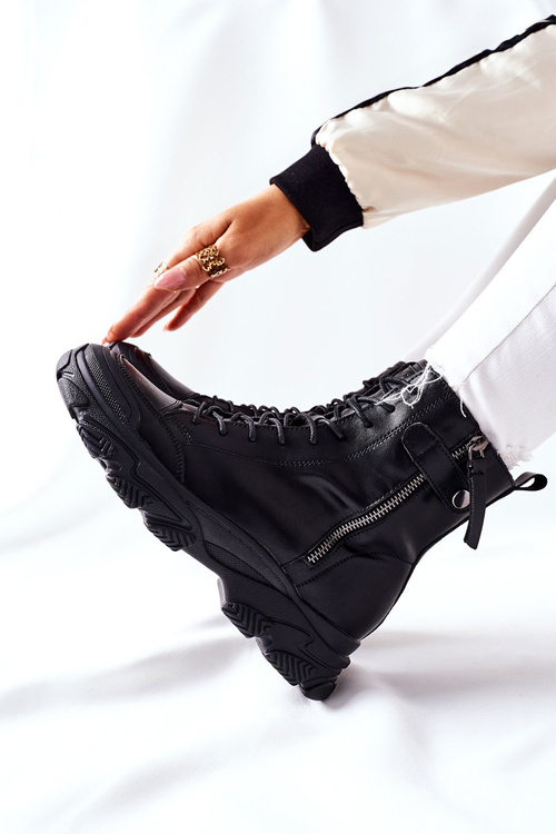 Women's Leather High Boots GOE II2N4031 Black