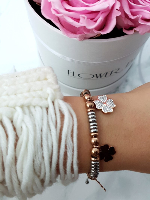 Ladies Bracelet With Pendants Clovers Charms