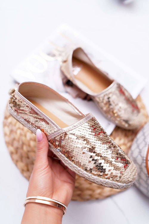 Lu Boo Women's Espadrilles Gold Sequins