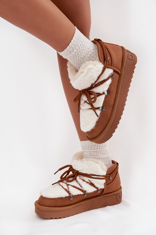 Low Snow Boots On Platform With Fur D.Franklin DFSH370011 Camel
