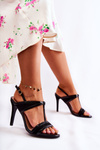 Fashionable leather sandals on a high heel Black Havanna