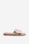 Women's Flat Sandals with Cutouts Gold Fiviama