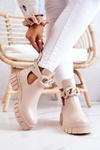 Leather Booties With A Cut Beige Karen