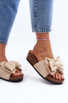 Women's Clogs on Cork Platform with Bow Beige Tarena