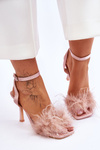 Women's Sandals With Feathers Nude Tiffany