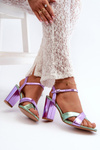 Eco Leather Sandals with Chunky Heel Purple Abilica