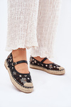 Mesh Espadrilles With Embroidery On Platform Black Laxisa