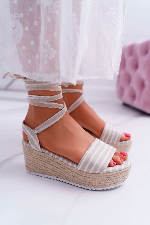 Women's Platform Platform Sandals Linen Tie Beige Jolyn