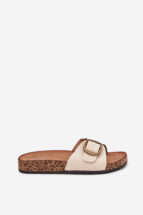 Women's sandals on cork platform with buckle beige Vianara