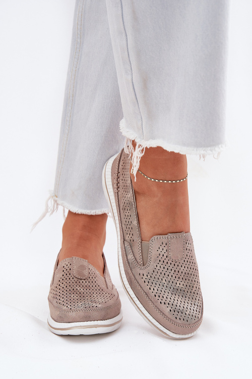 Suede Slip-on Shoes Beige-Gold Inez