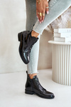 Lacquered Ankle Boots With Zipper Insulated Flat Heel S.Barski HY42-717 Black
