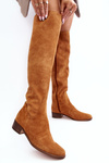 Women's Suede Over-the-Knee Flat Heel Boots Camel Hewanella