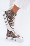 Womens High Top Sneakers On Massive Platform With Clips Leopard Gold Olivana