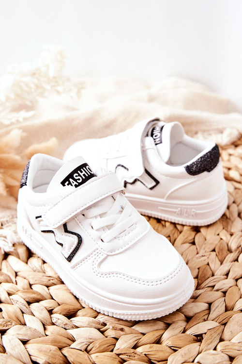Children's Sports Shoes With Velcro White Black Santi