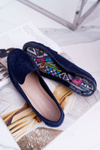 Sergio Leone Women's Suede Moccasins Navy Blue Winted