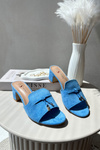 Women's Blue High Heel Sandals in Faux Suede Jemenna
