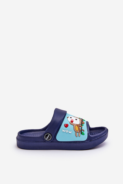 Light Children's Slides Sandals With Animal Motif navy blue Rico