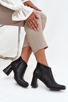 Leather Insulated Ankle Boots on Heel Black Ivessara