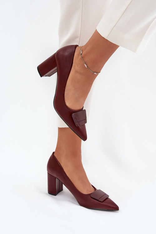 Block Heels With Decoration Burgundy Celira