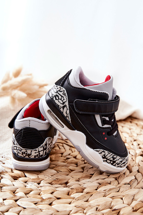 Children's Sport Shoes Black and Red Linen