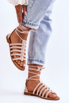 Women's Suede Roman Sandals Beige Sempre