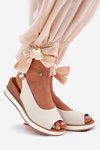 Leather Wedge Sandals Artiker 56C2316 Light Beige