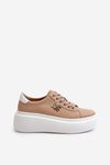 Brown Women's Leather Platform Sneakers Pernalia