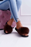 Women's Flip Flops with Natural Fur Coffee Naturis