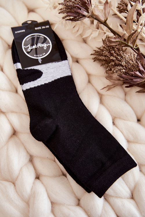 Women's Cotton Socks White Pattern Black 