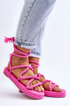 Tied Sandals On A Massive Platform Pink Can't Wait
