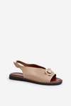 Women's Flat Heel Sandals with Beige Ornament Loraeleh