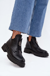Insulated Low Women's Ankle Boots With Decoration On Zip Black Lavira