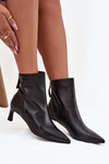 Women's ankle boots made of genuine leather on heel D&A CR52-661 Black