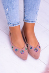 Lu Boo Pink Pointed Ballerinas Petrol Eyelets Octavia