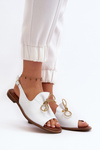Sandały Płaskie Skóra Białe Zazoo 2898