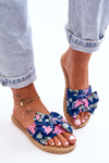 Women's Slippers With A Fabric Bow navy blue Blossom