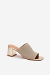 Women's Block Heel Sandals Gold Wenilan