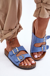 Women's Slippers On Cork Sole Blue Cortina