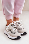 Sports Shoes Sneakers Women On Platform Leopard White-Beige Pumbes