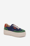 Suede Women's Sneakers On Platform Zazoo N1269S3 Green-Blue
