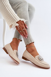 Women's Flat Heel Loafers with Buckle Beige D&A MR38-676