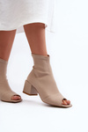 Zazoo 2876 Women's High Heel Boots with Open Toes Beige