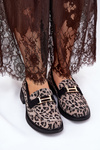 Leather Patent Loafers Leopard Vinceza 66790 Black