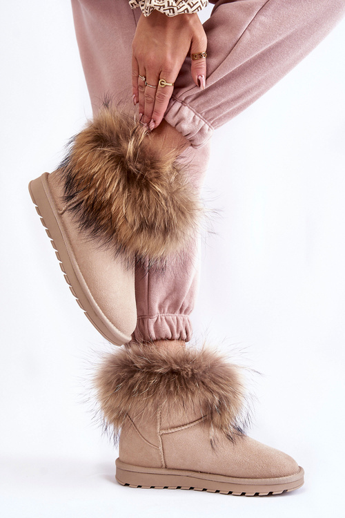 Women's Suede Snow Boots With Fur Light beige Alexa