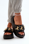 Women's Foam Flip Flops With Decorations On Thick Sole Black Bremavia