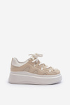 Women's sneakers with chunky lacing beige Vinali