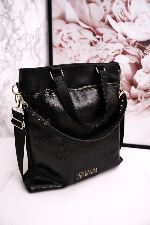 Shopper Bag With Detachable Straps LAURA BIAGGI Patent Black